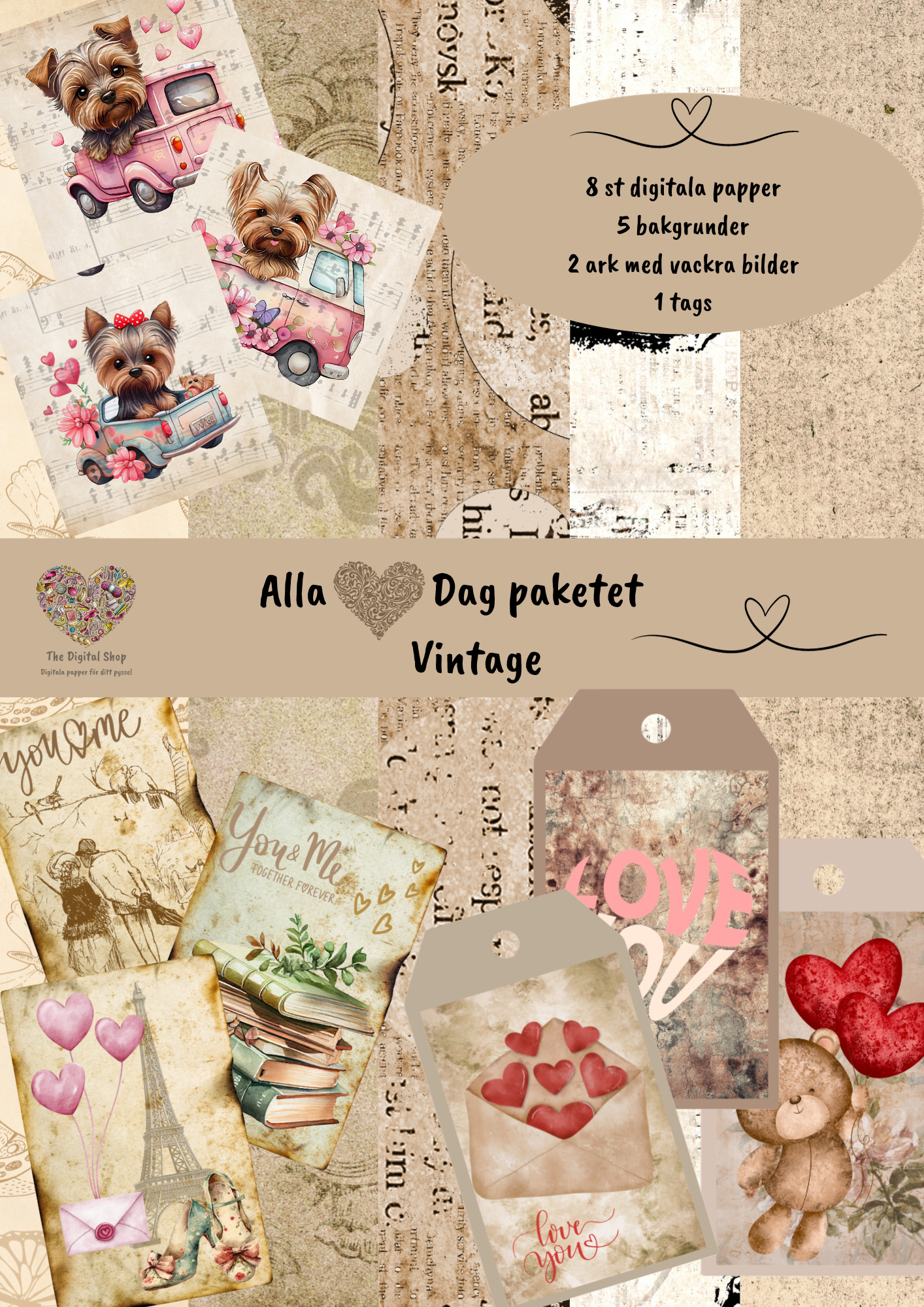 Papper för scrapbooking -Alla Hjärtans Dag