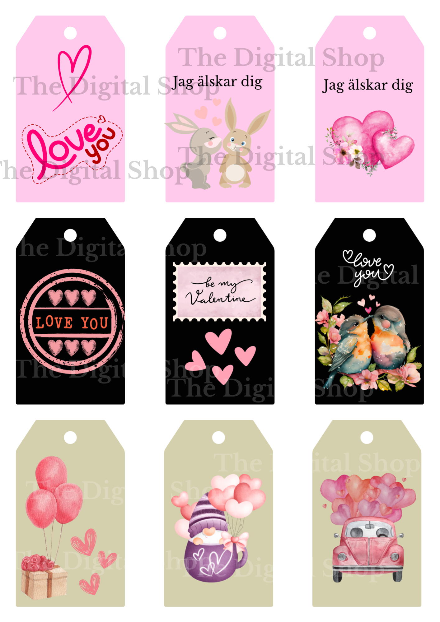 Papper för scrapbooking - Alla Hjärtans Dag paket nr 2