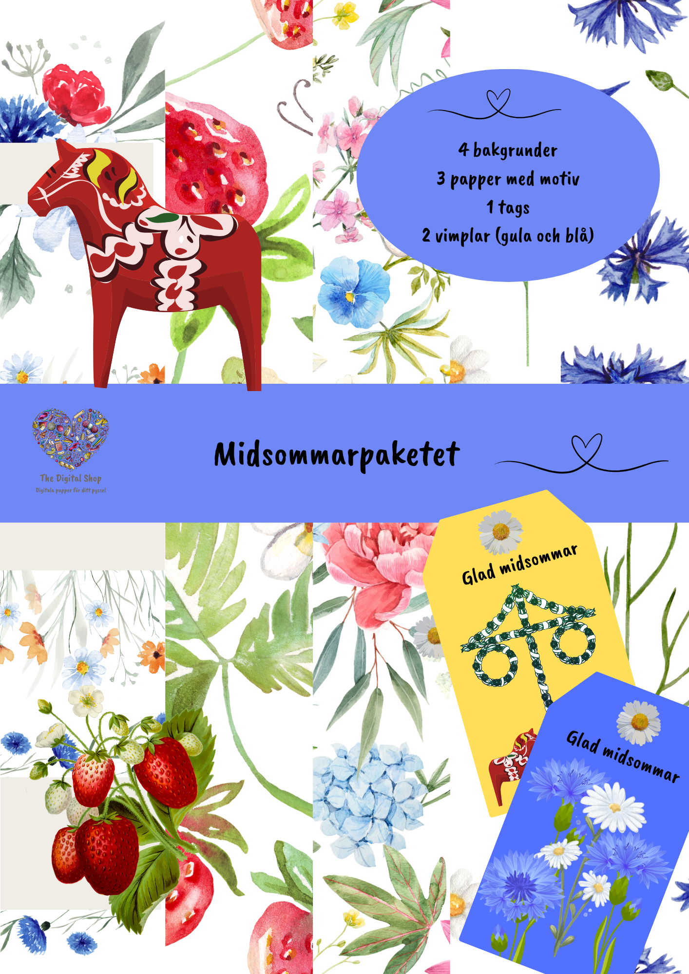 Papper för scrapbooking - Midsommarpaketet