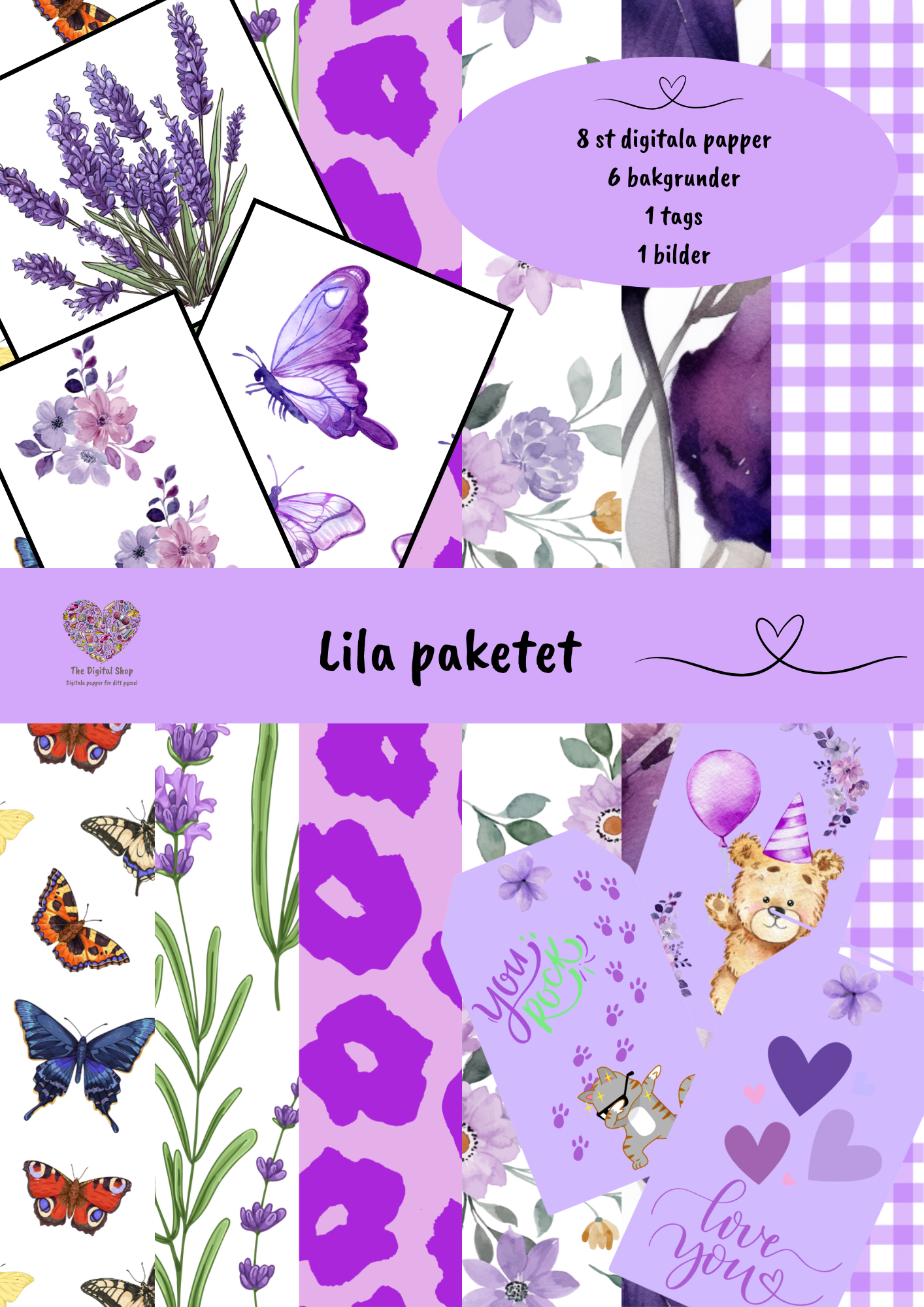 Papper för scrapbooking - Lila paketet