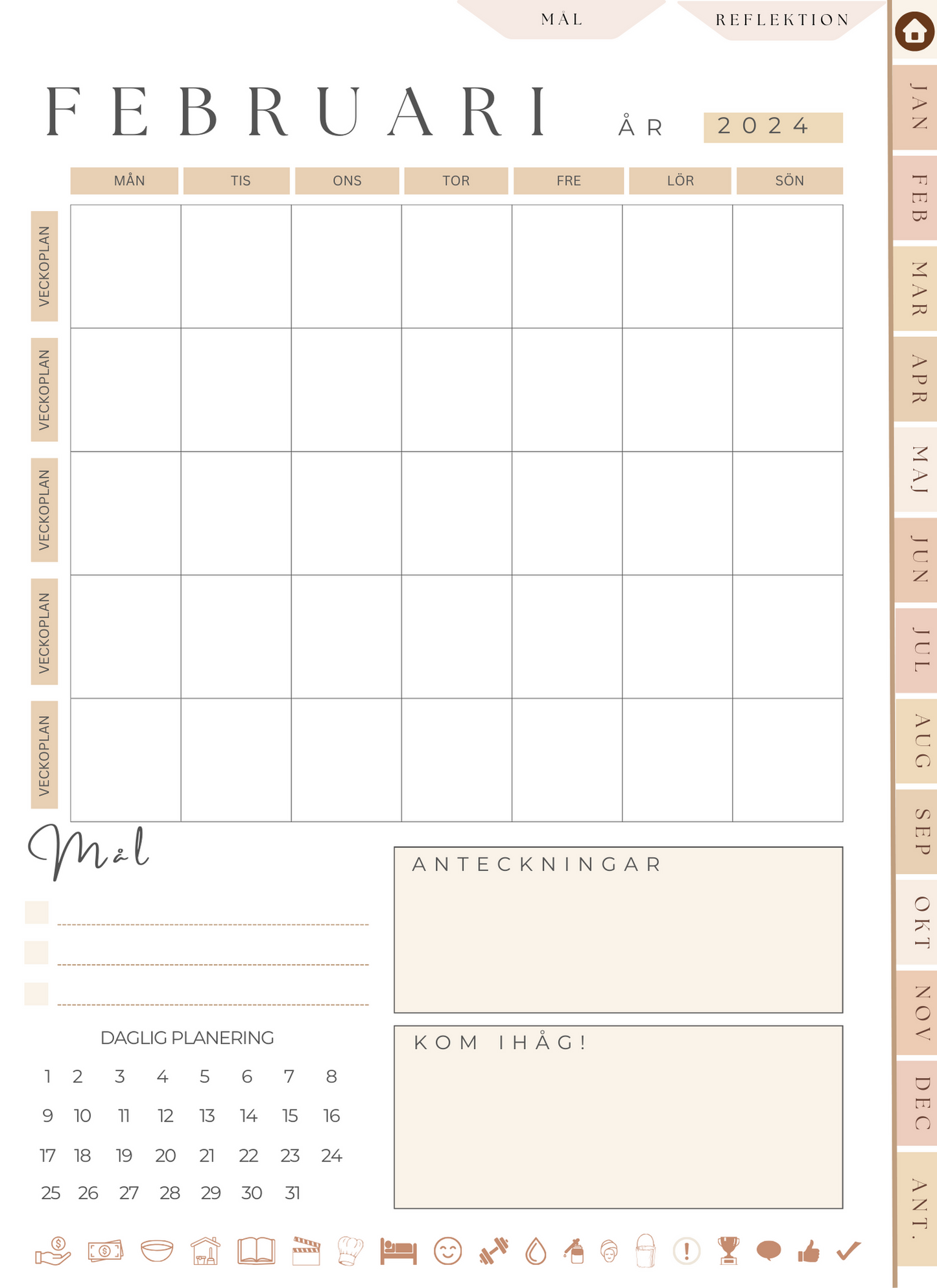Veckokalender - Digital planner - Årskalender 2025