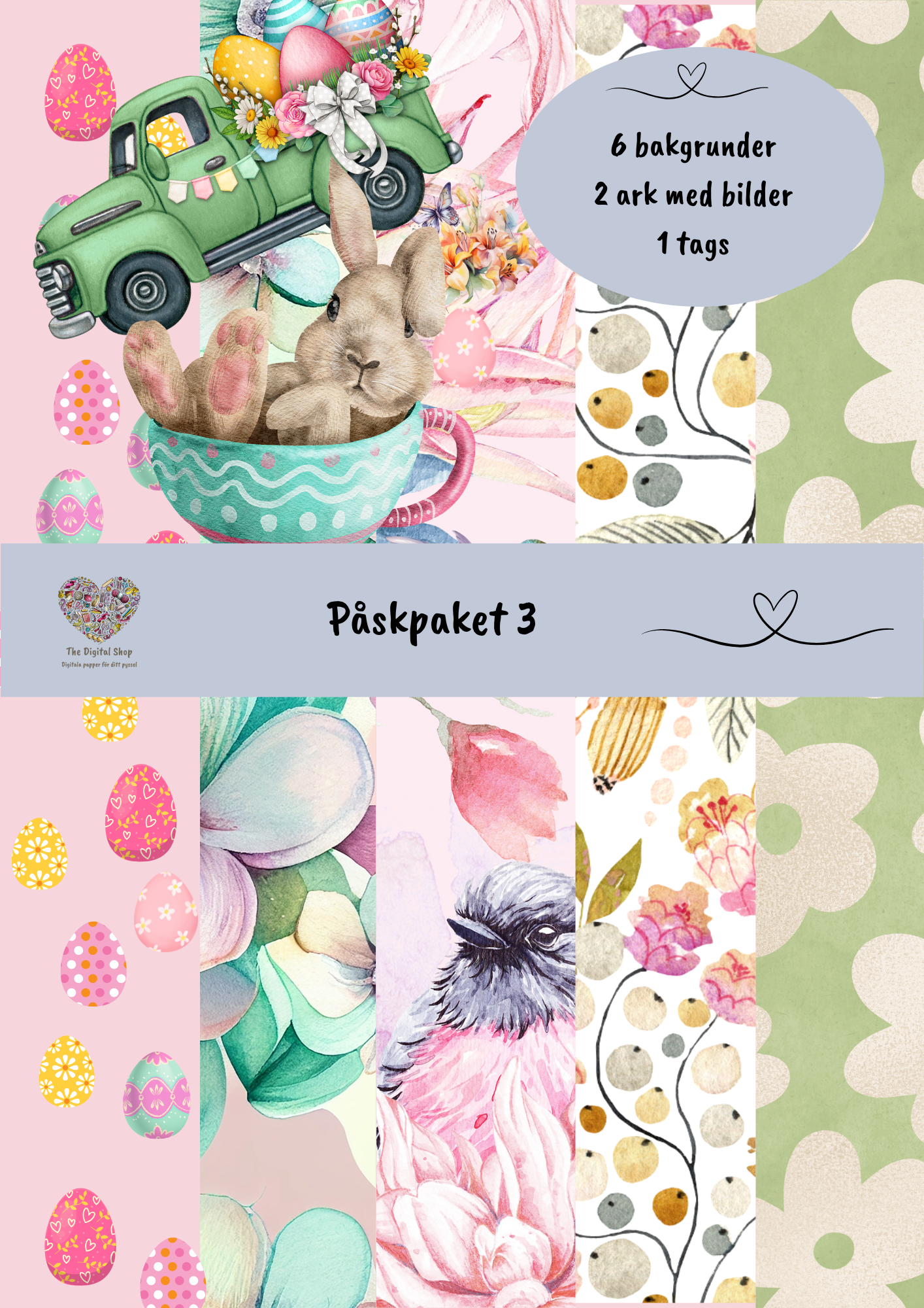 Papper för scrapbooking - Påskpaket 3