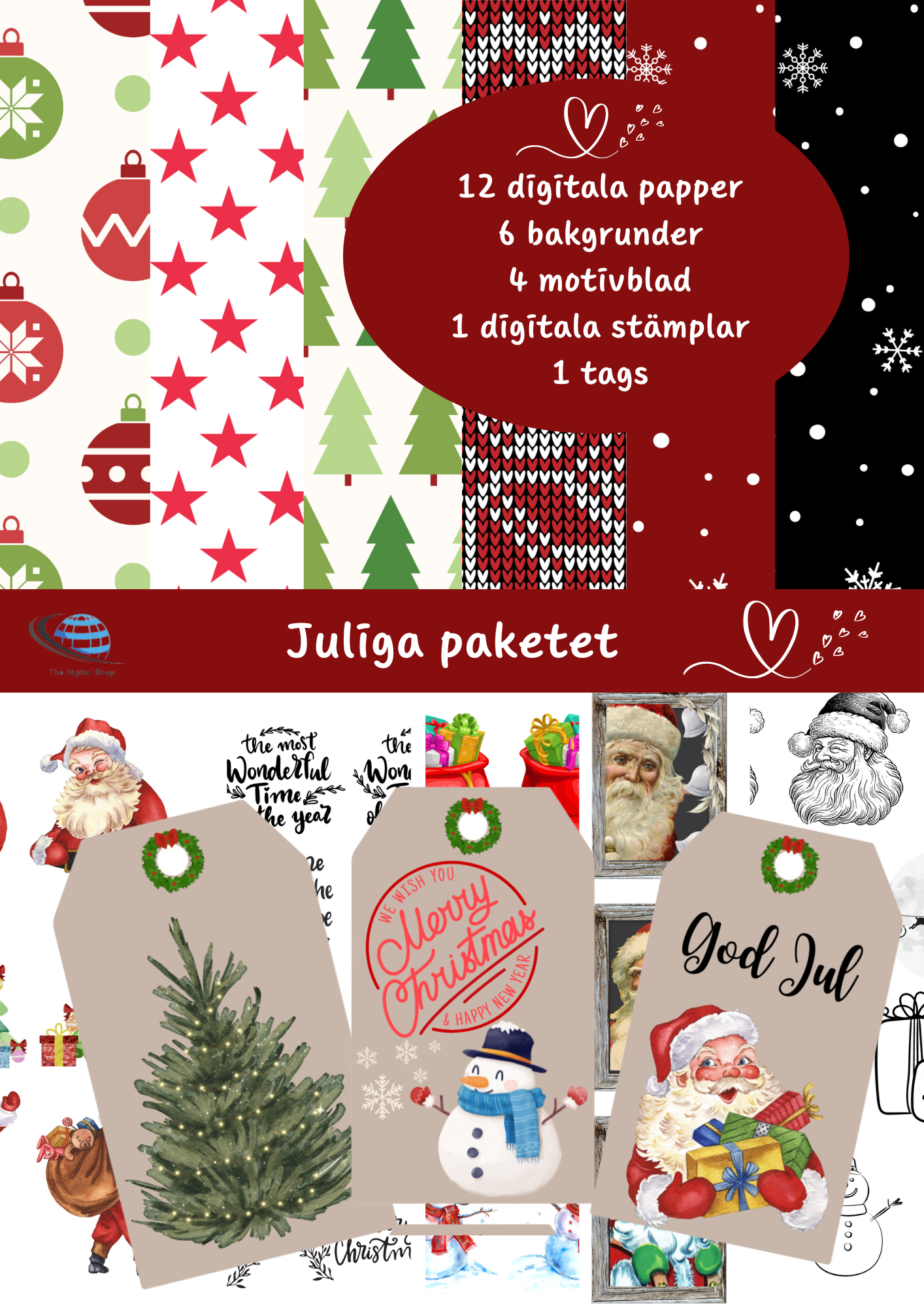 Papper för scrapbooking - Juliga paketet