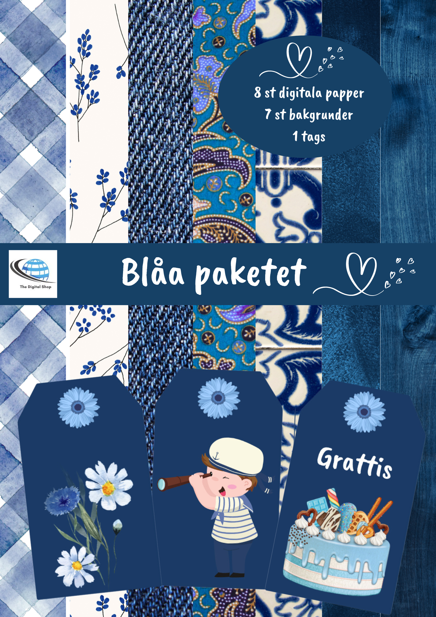Papper för scrapbooking - Blåa paketet