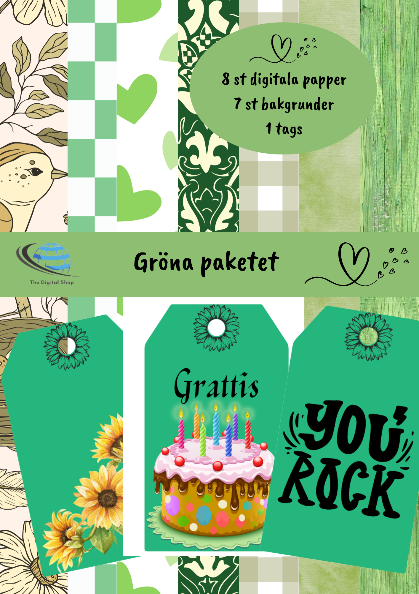 Papper för scrapbooking - Gröna paketet