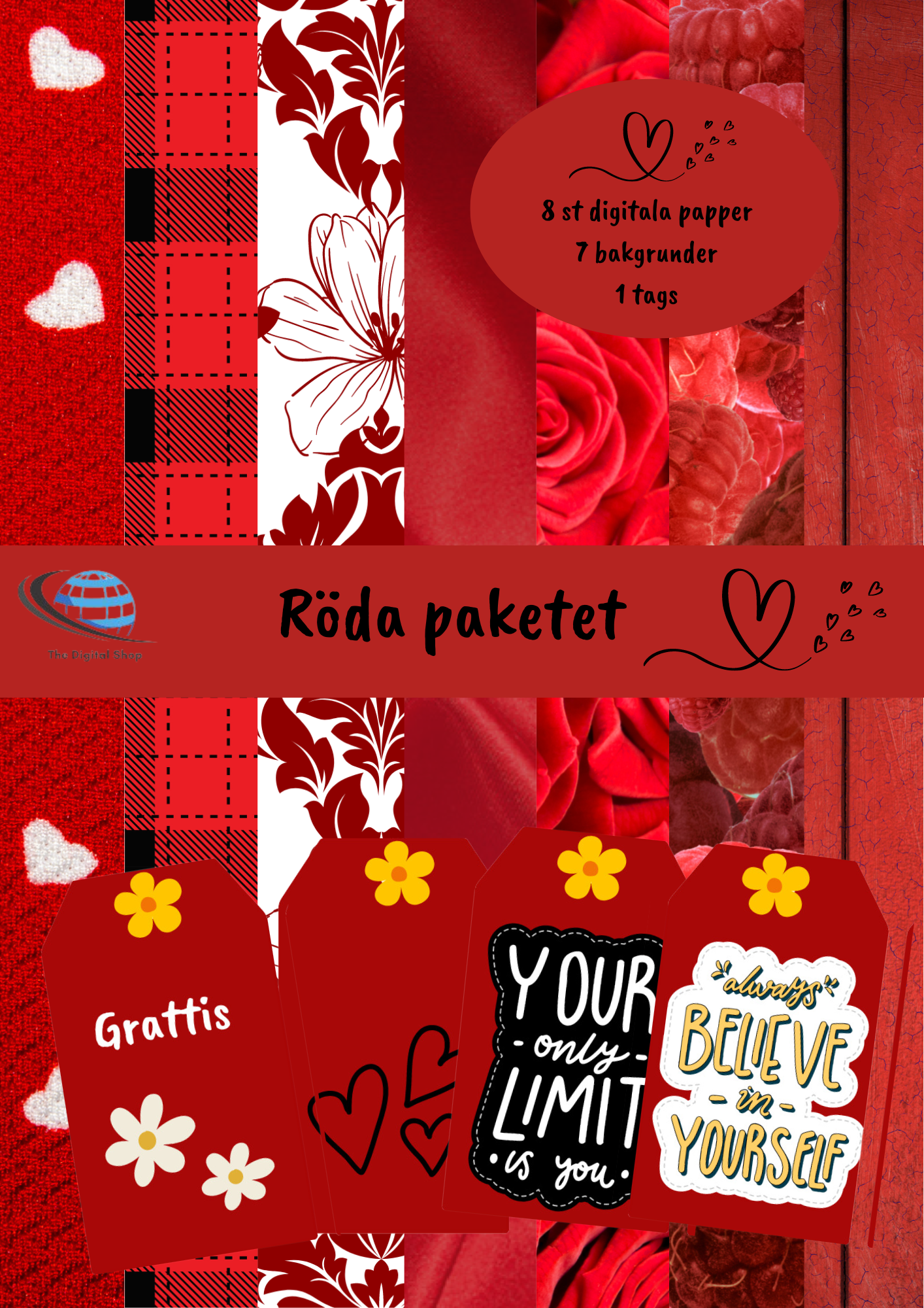 Papper för scrapbooking - Röda paketet