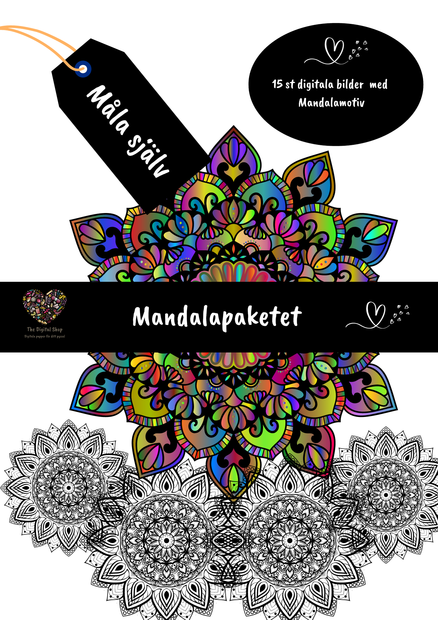 Digitala papper - Måla själv - Mandalapaketet
