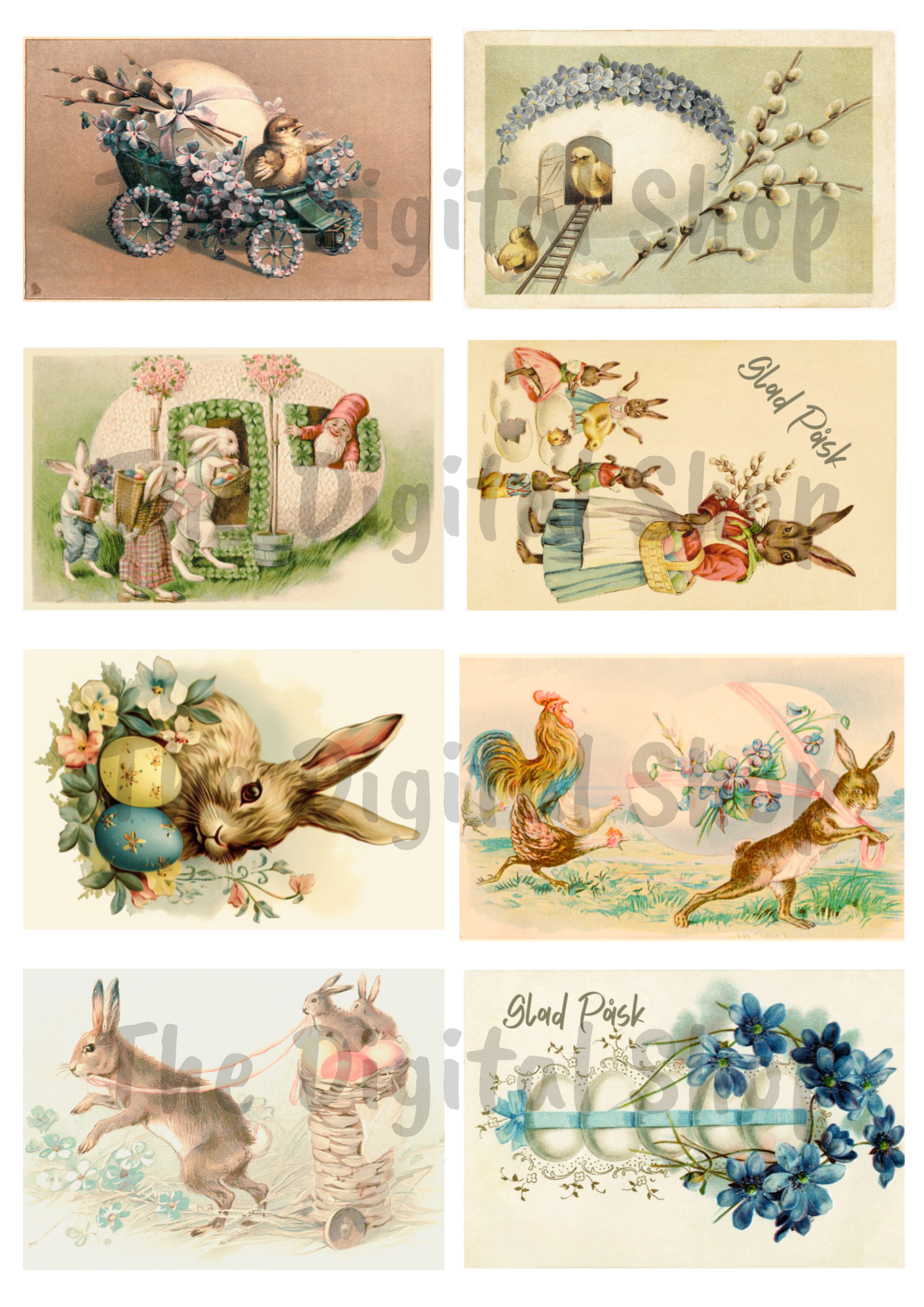 Papper för scrapbooking - Påskpaket 2 Vintage