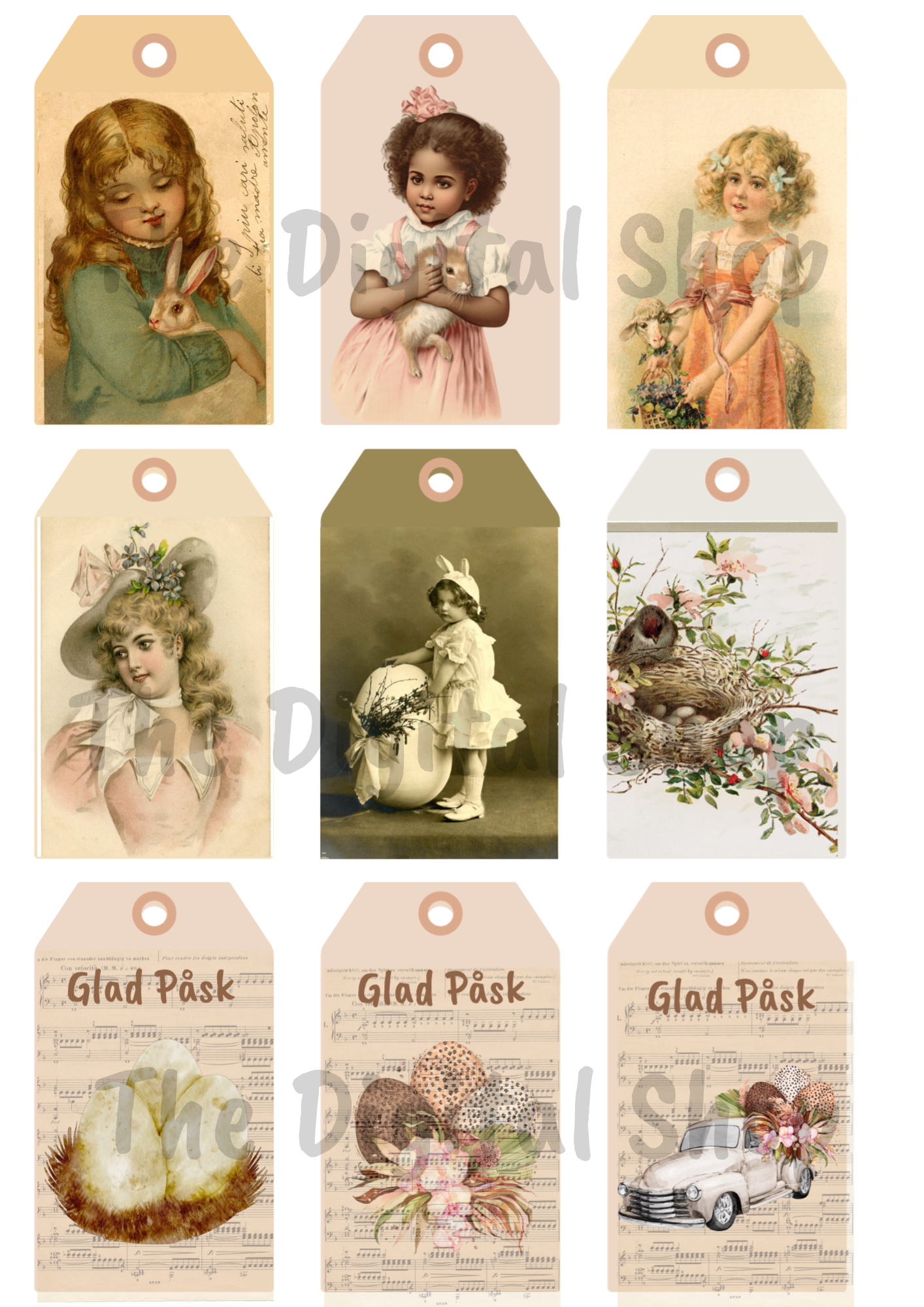 Papper för scrapbooking - Påskpaket 2 Vintage