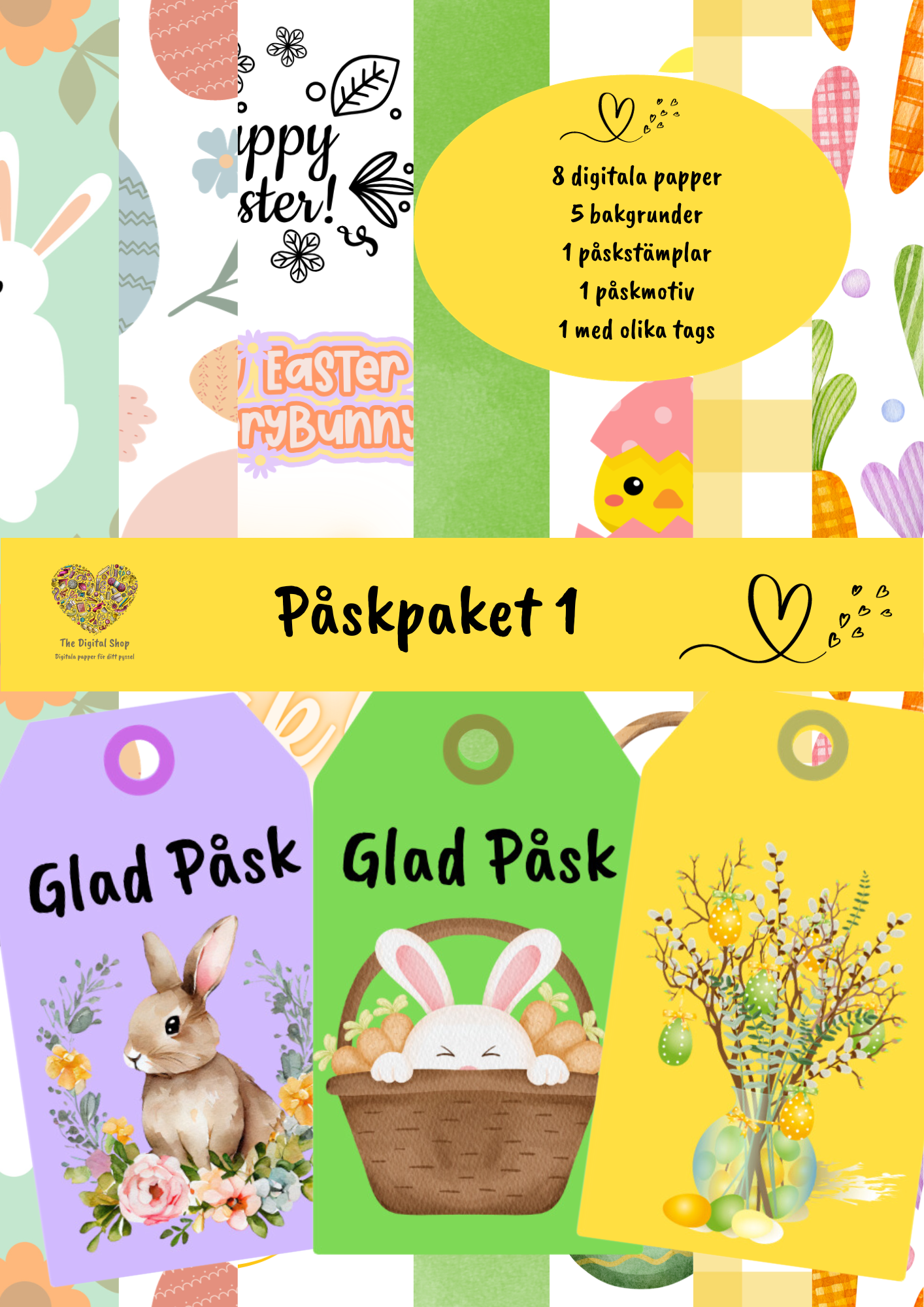 Papper för scrapbooking - Påskpaket 1