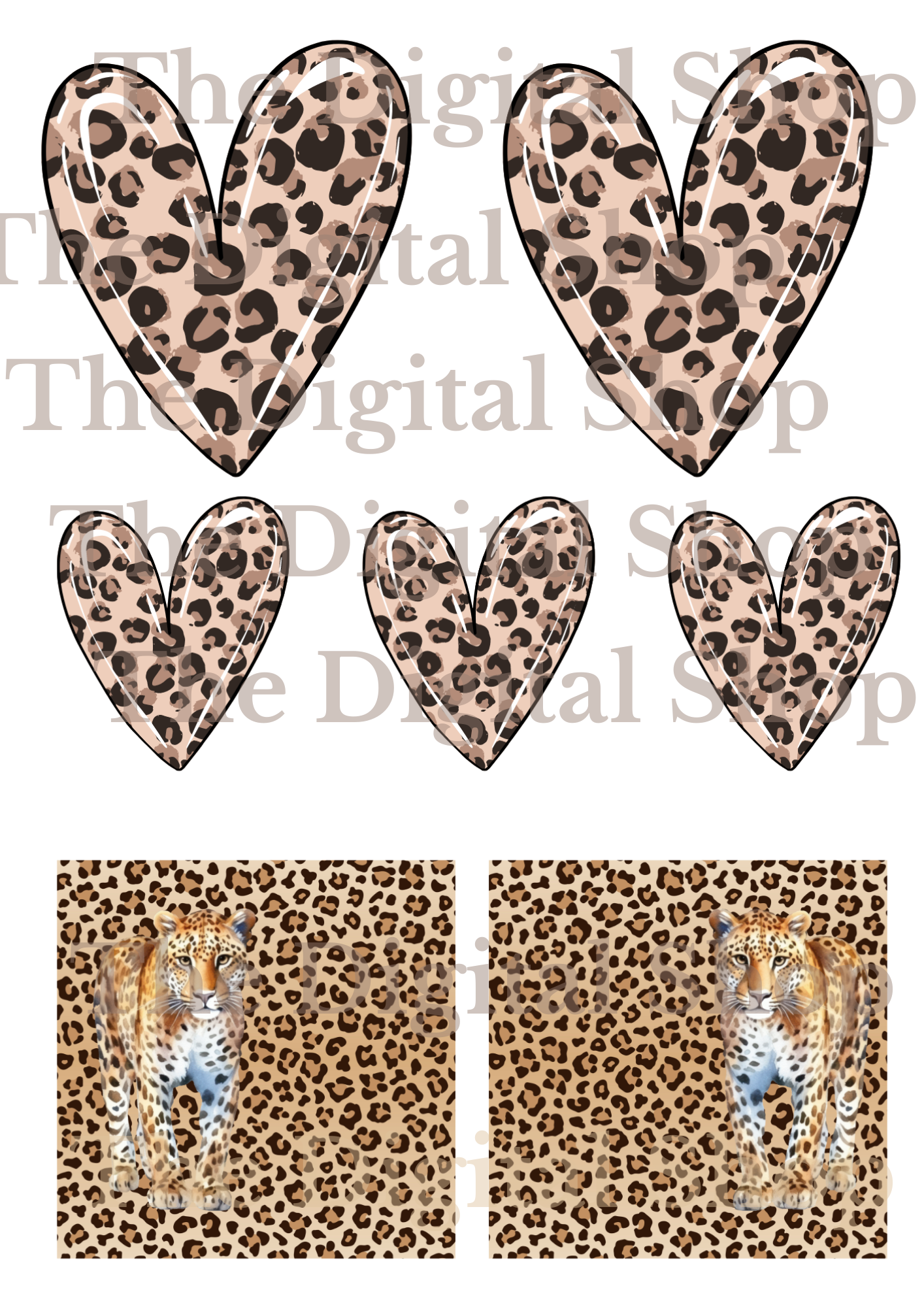 Digitala papper för scrapbooking - Leopardpaketet