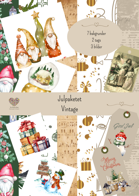 Papper för scrapbooking - Julpaketet Vintage