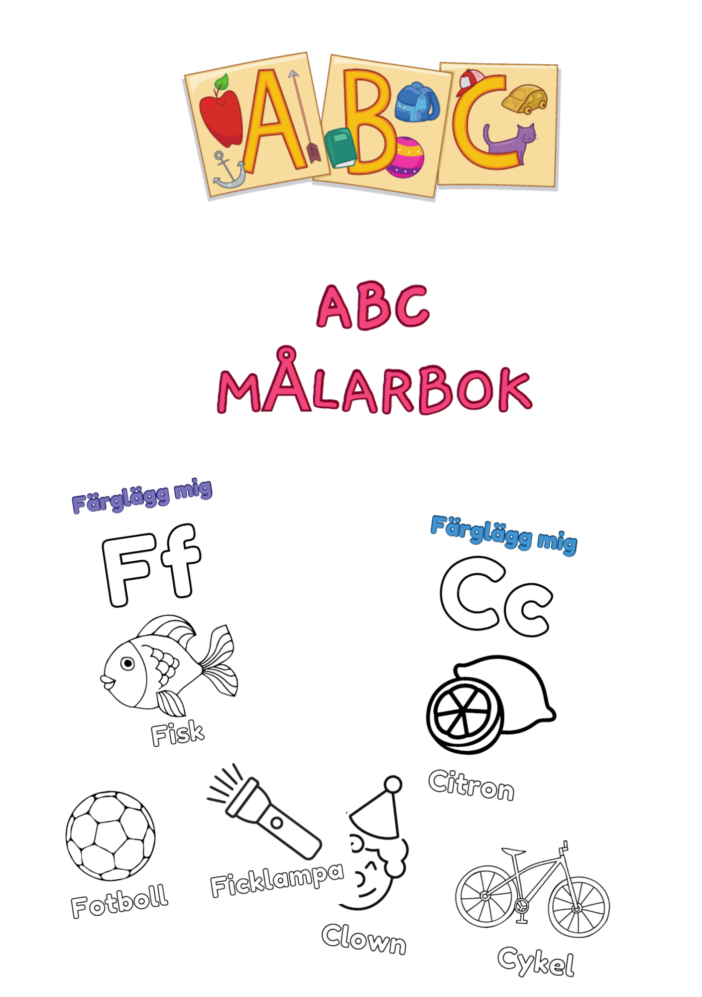 Målarbok ABC för barn