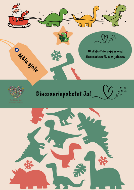 Digitala papper - Måla själv - Dinosauriepaketet jultema
