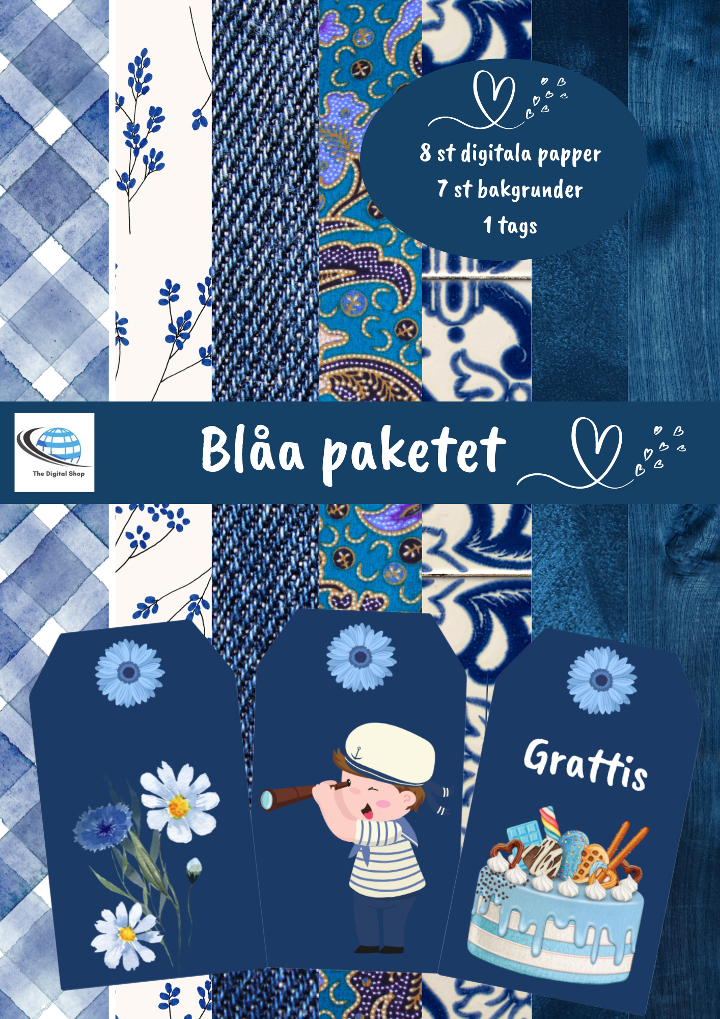 Digitala bilder - Scrapbooking - Blåa paketet