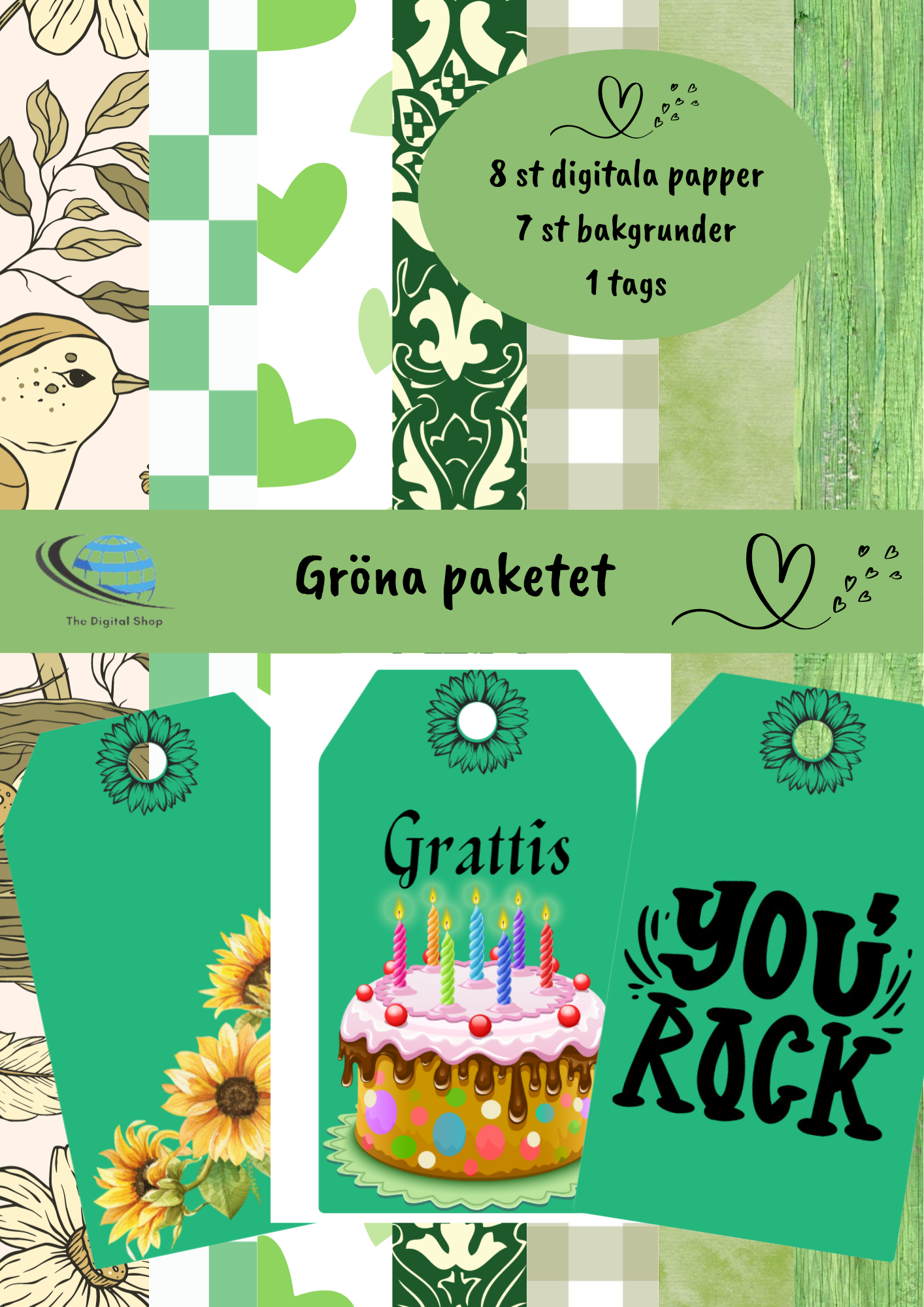 Digitala bilder - Scrapbooking - Gröna paketet