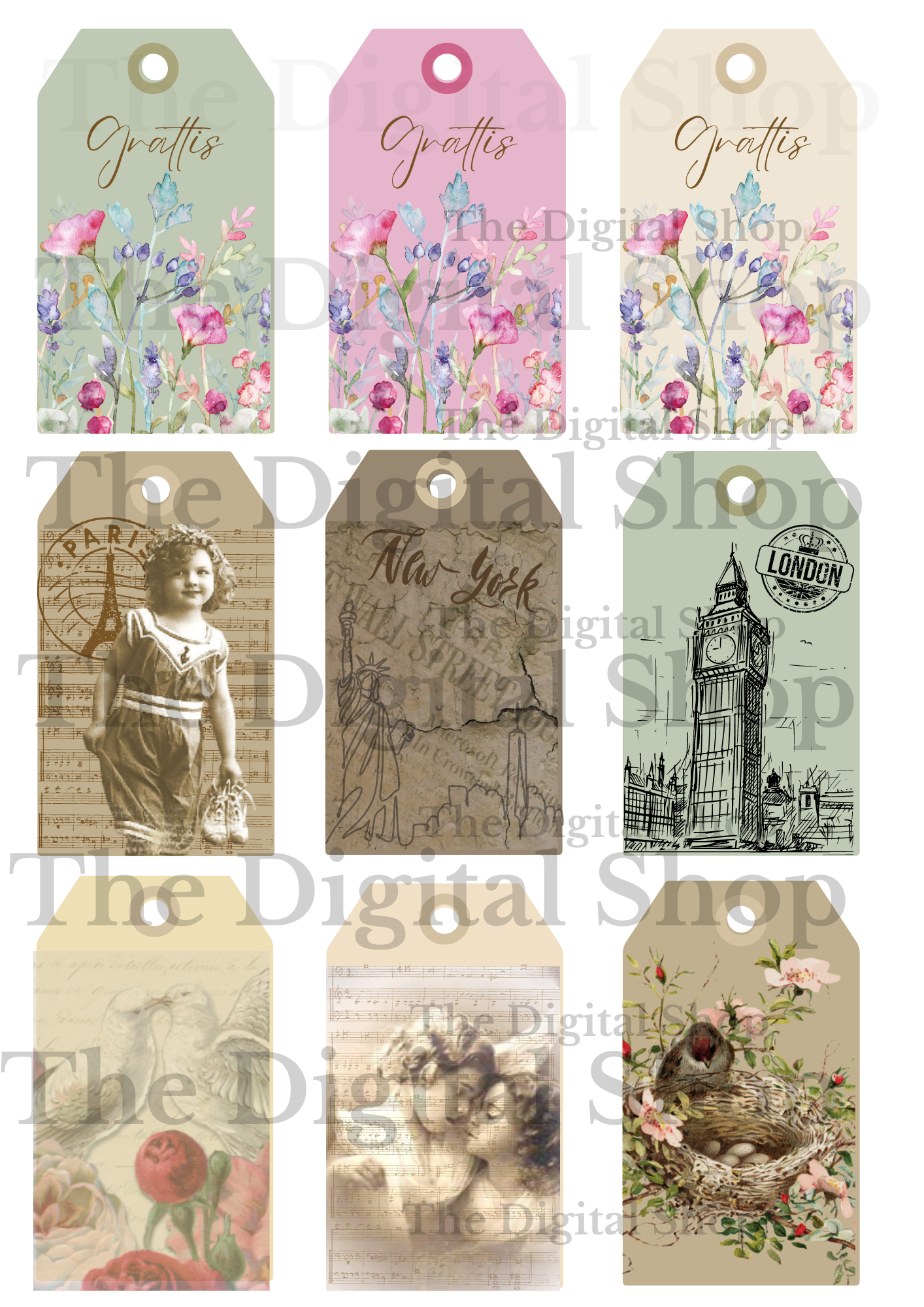 Digitala papper - Scrapbooking - Vintage Paket 2