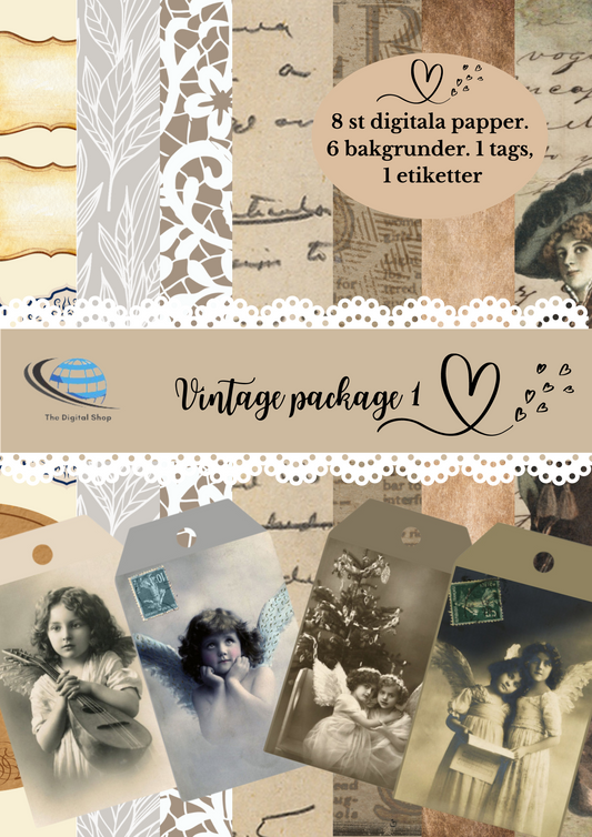 Digitala papper - Scrapbooking - Vintage Paket 1