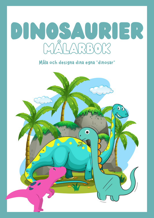 Målarbok och pyssel med dinosaurietema